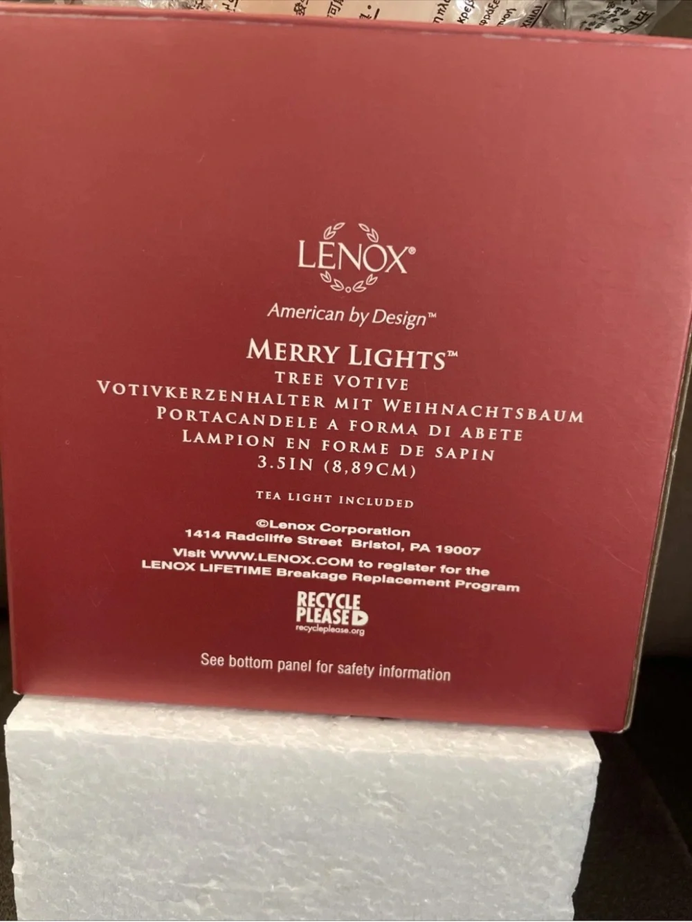 Lenox MERRY LIGHTS Tree Votive Candle Holder + Tea Light Candle Christmas - NOB!